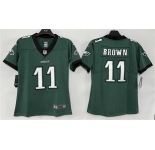 Women's Philadelphia Eagles #11 A. J. Brown Green New Vapor Untouchable Limited Football Stitched Jersey