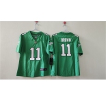 Women's Philadelphia Eagles #11 A. J. Brown Kelly Green Vapor Stitched Jersey