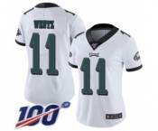 Women's Philadelphia Eagles #11 Carson Wentz White Vapor Untouchable Limited Player 100th Season Football Jersey