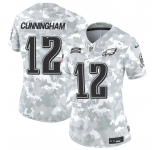 Women's Philadelphia Eagles #12 Randall Cunningham 2024 F.U.S.E Arctic Camo Salute To Service Limited Stitched Jersey