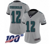 Women's Philadelphia Eagles #12 Randall Cunningham Limited Silver Inverted Legend 100th Season Football Jersey
