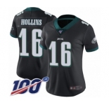 Women's Philadelphia Eagles #16 Mack Hollins Black Alternate Vapor Untouchable Limited Player 100th Season Football Jersey