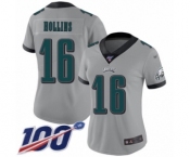 Women's Philadelphia Eagles #16 Mack Hollins Limited Silver Inverted Legend 100th Season Football Jersey