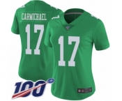 Women's Philadelphia Eagles #17 Harold Carmichael Limited Green Rush Vapor Untouchable 100th Season Football Jersey
