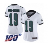 Women's Philadelphia Eagles #19 JJ Arcega-Whiteside White Vapor Untouchable Limited Player 100th Season Football Jersey