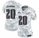 Women's Philadelphia Eagles #20 Brian Dawkins 2024 F.U.S.E Arctic Camo Salute To Service Limited Stitched Jersey