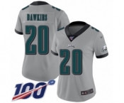 Women's Philadelphia Eagles #20 Brian Dawkins Limited Silver Inverted Legend 100th Season Football Jersey