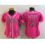 Women's Philadelphia Eagles #20 Brian Dawkins Pink With Patch Cool Base Stitched Baseball Jersey