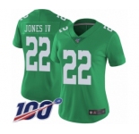 Women's Philadelphia Eagles #22 Sidney Jones Limited Green Rush Vapor Untouchable 100th Season Football Jersey