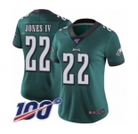 Women's Philadelphia Eagles #22 Sidney Jones Midnight Green Team Color Vapor Untouchable Limited Player 100th Season Football Jersey