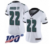 Women's Philadelphia Eagles #22 Sidney Jones White Vapor Untouchable Limited Player 100th Season Football Jersey