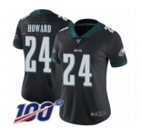 Women's Philadelphia Eagles #24 Jordan Howard Black Alternate Vapor Untouchable Limited Player 100th Season Football Jersey