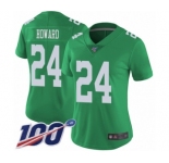 Women's Philadelphia Eagles #24 Jordan Howard Limited Green Rush Vapor Untouchable 100th Season Football Jersey