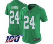 Women's Philadelphia Eagles #24 Jordan Howard Limited Green Rush Vapor Untouchable 100th Season Football Jersey