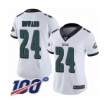 Women's Philadelphia Eagles #24 Jordan Howard White Vapor Untouchable Limited Player 100th Season Football Jersey
