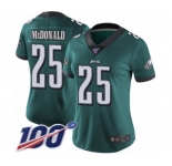 Women's Philadelphia Eagles #25 Tommy McDonald Midnight Green Team Color Vapor Untouchable Limited Player 100th Season Football Jersey