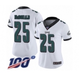 Women's Philadelphia Eagles #25 Tommy McDonald White Vapor Untouchable Limited Player 100th Season Football Jersey