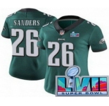 Women's Philadelphia Eagles #26 Miles Sanders Limited Green Super Bowl LVII Vapor Jersey