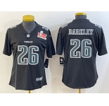 Women's Philadelphia Eagles #26 Saquon Barkley Black 2025 Super Bowl LIX Patch Fashion Vapor Untouchable Limited Football Stitched Jersey