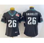 Women's Philadelphia Eagles #26 Saquon Barkley Black 2025 Super Bowl LIX Patch Vapor Untouchable Limited Football Stitched Jersey