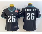Women's Philadelphia Eagles #26 Saquon Barkley Black 2025 Super Bowl LIX Patch Vapor Untouchable Limited Football Stitched Jersey