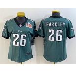 Women's Philadelphia Eagles #26 Saquon Barkley Green 2025 Super Bowl LIX Patch Vapor Untouchable Limited Stitched Football Jersey
