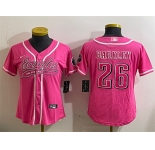 Women's Philadelphia Eagles #26 Saquon Barkley Pink Cool Base Stitched Baseball Jersey