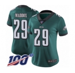 Women's Philadelphia Eagles #29 Avonte Maddox Midnight Green Team Color Vapor Untouchable Limited Player 100th Season Football Jersey