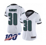 Women's Philadelphia Eagles #30 Corey Clement White Vapor Untouchable Limited Player 100th Season Football Jersey