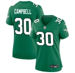 Womens Philadelphia Eagles #30 Jihaad Campbell Nike Kelly Green Retro Limited Jersey.webp