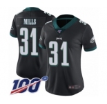 Women's Philadelphia Eagles #31 Jalen Mills Black Alternate Vapor Untouchable Limited Player 100th Season Football Jersey