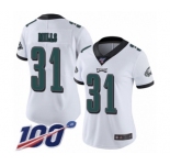 Women's Philadelphia Eagles #31 Jalen Mills White Vapor Untouchable Limited Player 100th Season Football Jersey