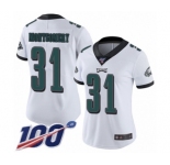 Women's Philadelphia Eagles #31 Wilbert Montgomery White Vapor Untouchable Limited Player 100th Season Football Jersey