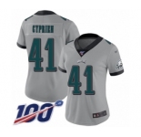 Women's Philadelphia Eagles #41 Johnathan Cyprien Limited Silver Inverted Legend 100th Season Football Jersey