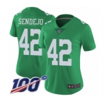 Women's Philadelphia Eagles #42 Andrew Sendejo Limited Green Rush Vapor Untouchable 100th Season Football Jersey
