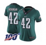 Women's Philadelphia Eagles #42 Andrew Sendejo Midnight Green Team Color Vapor Untouchable Limited Player 100th Season Football Jersey