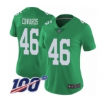 Women's Philadelphia Eagles #46 Herman Edwards Limited Green Rush Vapor Untouchable 100th Season Football Jersey