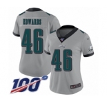 Women's Philadelphia Eagles #46 Herman Edwards Limited Silver Inverted Legend 100th Season Football Jersey