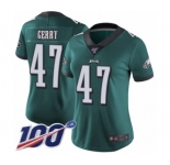 Women's Philadelphia Eagles #47 Nate Gerry Midnight Green Team Color Vapor Untouchable Limited Player 100th Season Football Jersey