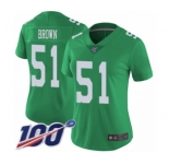 Women's Philadelphia Eagles #51 Zach Brown Limited Green Rush Vapor Untouchable 100th Season Football Jersey