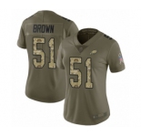 Women's Philadelphia Eagles #51 Zach Brown Limited Olive Camo 2017 Salute to Service Football Jersey