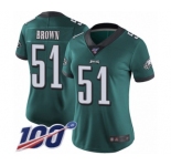 Women's Philadelphia Eagles #51 Zach Brown Midnight Green Team Color Vapor Untouchable Limited Player 100th Season Football Jersey
