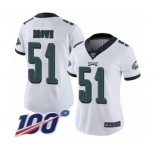 Women's Philadelphia Eagles #51 Zach Brown White Vapor Untouchable Limited Player 100th Season Football Jersey