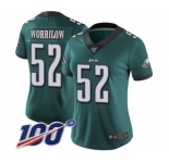 Women's Philadelphia Eagles #52 Paul Worrilow Midnight Green Team Color Vapor Untouchable Limited Player 100th Season Football Jersey