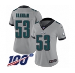 Women's Philadelphia Eagles #53 Nigel Bradham Limited Silver Inverted Legend 100th Season Football Jersey
