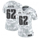 Women's Philadelphia Eagles #62 Jason Kelce 2024 F.U.S.E Arctic Camo Salute To Service Limited Stitched Jersey