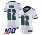 Women's Philadelphia Eagles #62 Jason Kelce White Vapor Untouchable Limited Player 100th Season Football Jersey