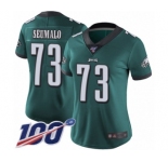 Women's Philadelphia Eagles #73 Isaac Seumalo Midnight Green Team Color Vapor Untouchable Limited Player 100th Season Football Jersey
