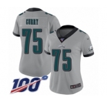 Women's Philadelphia Eagles #75 Vinny Curry Limited Silver Inverted Legend 100th Season Football Jersey