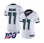 Women's Philadelphia Eagles #77 Andre Dillard White Vapor Untouchable Limited Player 100th Season Football Jersey